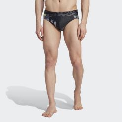 Szorty Performance Graphic Swim. Szare kąpielówki męskie Adidas, m, bez wzorów, z materiału, do pływania. Za 169.55 zł.