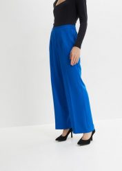 Spodnie Marlena. Niebieskie spodnie materiałowe damskie bonprix, bez wzorów. Za 122.99 zł.