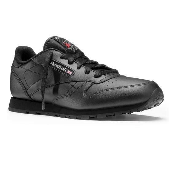 Buty damskie skórzane Reebok Classic Leather GS. Czarne obuwie sportowe damskie Reebok, bez wzorów, Reebok Classic. Za 159.00 zł.