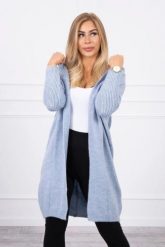 Sweter z kapturem niebieski. Niebieskie kardigany damskie KESI, l, bez wzorów, z wełny, eleganckie, bez kołnierzyka, plus size, bez ramiączek, z kapturem. Za 230.01 zł.