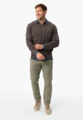 Spodnie chinosy khaki R-PARKS. Brązowe eleganckie spodnie męskie Volcano, m, z aplikacjami, z materiału. Za 179.99 zł.