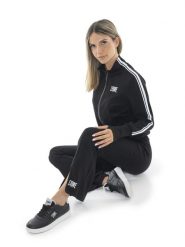Bluza lekki z zamek błyskawiczny na co dzień. Czarne bluzy damskie LEONE 1947 APPAREL, xs, bez wzorów, z dresówki, bez kaptura. Za 492.57 zł.