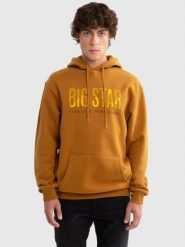 Bluza męska z kapturem z logo BIG STAR musztardowa Bruden 803. Brązowe bluzy męskie Big Star, l, bez wzorów, z jeansu, z kapturem. W wyprzedaży za 199.99 zł.