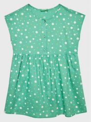 United Colors Of Benetton Sukienka codzienna 4EKJGV00M Zielony Regular Fit. Zielone sukienki dla dziewczynek United Colors Of Benetton, bez wzorów, z wiskozy, bez ramiączek. Za 69.99 zł.
