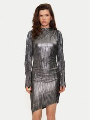 Bruuns Bazaar Sukienka koktajlowa BBW3707 Srebrny Regular Fit. Szare sukienki damskie Bruuns Bazaar, bez wzorów, z syntetyku, wizytowe, bez kołnierzyka, bez ramiączek. Za 369.99 zł.