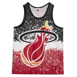 D bardeur Mitchell & Ness Jumbotron Mesh Miami Heat. Czerwone koszulki sportowe męskie Mitchell & Ness, bez wzorów, z meshu, bez kołnierzyka, bez ramiączek, do koszykówki. Za 357.50 zł.