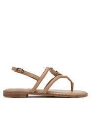 Nine West Sandały 123AL1754 Beżowy. Brązowe sandały damskie Nine West, bez wzorów, z materiału, bez obcasa, na płaskiej podeszwie, bez zapięcia. Za 125.99 zł.