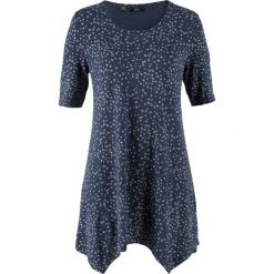 Shirt z dłuższymi bokami, krótki rękaw bonprix ciemnoniebieski wzorzysty. Bluzki damskie bonprix. Za 27.99 zł.