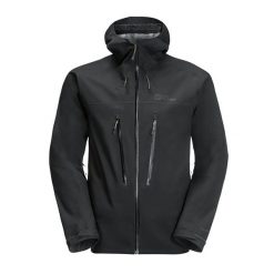 Kurtka przeciwdeszczowa męska Jack Wolfskin Kammweg 3L Jkt M. Czarne kurtki męskie Jack Wolfskin, l, bez wzorów, sportowe, bez kaptura. Za 1,995.90 zł.