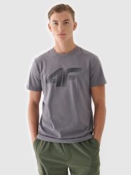 4F T-shirt regular z nadrukiem męski - szary S. Szare koszulki sportowe męskie 4f, m, bez wzorów, z bawełny, bez kołnierzyka, bez ramiączek. Za 59.99 zł.