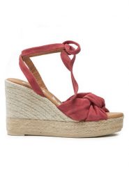 Manebi Espadryle Hamptons Wedge Espadrilles With Knot W 1.5 WS Bordowy. Czerwone sandały damskie Manebi, bez wzorów, ze skóry, bez obcasa, bez zapięcia. Za 659.99 zł.