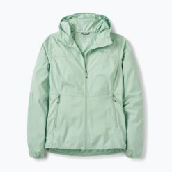 Kurtka przeciwiatrowa damska Rab Windgather Hoody. Zielone kurtki damskie RAB, xs, bez wzorów, z materiału, bez kaptura. Za 369.99 zł.