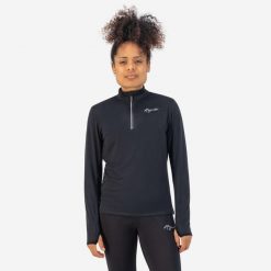 Bluza damska do biegania Rogelli Carina 2.0. Czarne bluzy sportowe damskie Rogelli, l, bez wzorów, z materiału, bez kaptura, do biegania. Za 157.60 zł.