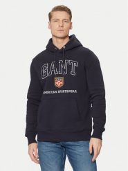 Gant Bluza 2044004 Granatowy Regular Fit. Niebieskie bluzy męskie GANT, m, bez wzorów, z bawełny, bez kaptura. Za 419.99 zł.