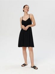 Sukienka mini - czarny. Czarne sukienki damskie Sinsay, l, bez wzorów, bez kołnierzyka, bez ramiączek, mini. Za 69.99 zł.