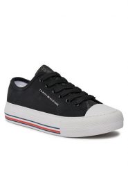 Tommy Hilfiger Trampki Low Cut Lace-Up Sneaker T3A9-33185-1687 S Czarny. Czarne trampki i tenisówki dziewczęce Tommy Hilfiger, bez wzorów, z materiału, bez zapięcia. Za 329.99 zł.