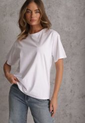 Biały Bawełniany T-shirt o Kroju Oversize Neduna. Białe t-shirty i topy dla dziewczynek Renee, bez wzorów, z bawełny, bez ramiączek. Za 39.99 zł.
