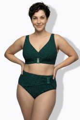 Damskie Bikini krata miękkie miseczki ozdobna klamra. Czarne bikini damskie Ulla Popken, plus size, bez wzorów, plus size. Za 191.99 zł.