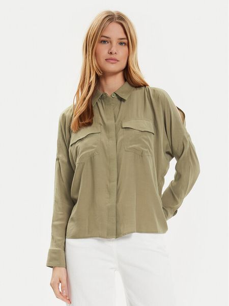 DKNY Koszula P4DM8X00 Zielony Regular Fit. Zielone bluzki damskie DKNY, s, bez wzorów, z syntetyku, bez kołnierzyka, bez ramiączek. Za 339.99 zł.