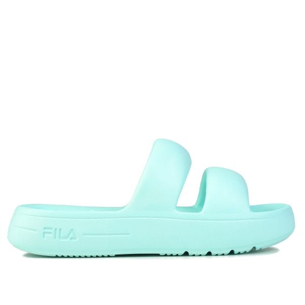 Klapki damskie sportowe Fila SUPERBUBBLE SLIDE. Zielone klapki damskie Fila, bez wzorów, z materiału, sportowe, bez obcasa. Za 79.00 zł.