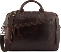 Beltimore Torba męska skórzana na ramię laptopa duża ciemno-brązowa biznesowa Beltimore N01. Brązowe torby na laptopa męskie Beltimore, bez wzorów, biznesowe, na ramię, duże. Za 417.99 zł.