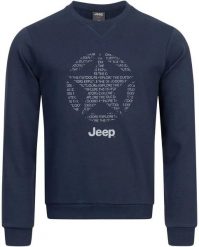 Męska bluza z okrągłym dekoltem Jeep Star, niebieska. Niebieskie bluzy męskie Jeep, na lato, m, bez wzorów, z bawełny, bez kaptura. Za 98.07 zł.