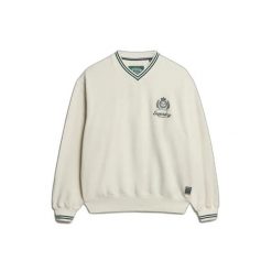 Damski sweter z dekoltem w serek Superdry Country Club. Białe swetry damskie Superdry., bez wzorów, bez kołnierzyka, bez ramiączek, bez kaptura. Za 329.05 zł.