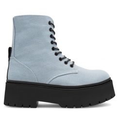 Trzewiki Jenny Fairy. Niebieskie botki damskie Jenny Fairy, bez obcasa, na płaskiej podeszwie, bez zapięcia. Za 179.99 zł.