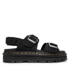 Sandały Dr. Martens. Czarne sandały damskie Dr. Martens, bez wzorów, bez obcasa, na płaskiej podeszwie, bez zapięcia. Za 522.99 zł.