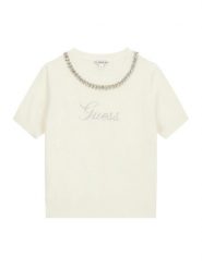 Guess Sweter J6RR14 Z2NQ2 Écru Regular Fit. Swetry dla dziewczynek Guess, z aplikacjami, z wiskozy, bez kołnierzyka, bez ramiączek, bez kaptura. Za 239.99 zł.