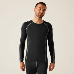 Koszulka robocza męska Pro LS. Czarne bluzki z długim rękawem męskie Regatta, m, bez wzorów, biznesowe, bez kołnierzyka. W wyprzedaży za 119.99 zł.