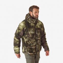 Kurtka Solognac Warm 900 camo wodoodporna. Brązowe kurtki męskie SOLOGNAC, l, bez wzorów, z materiału, sportowe, bez kaptura. Za 599.99 zł.