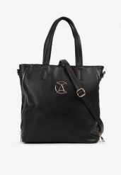 Czarna Torebka Shopper na Ramię z Paskiem z Regulacją Vemeriana. Czarne torby na ramię damskie Renee, bez wzorów, eleganckie, na ramię, bez dodatków. Za 99.99 zł.