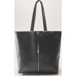 Torba shopper z ozdobnym zamkiem - Czarny. Czarne torebki shopper damskie House. Za 79.99 zł.
