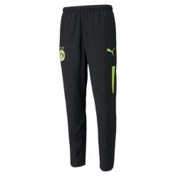Spodnie Borussia Dortmund BVB Prematch Woven. Czarne spodnie sportowe męskie Puma, m, bez wzorów, z poliesteru, do piłki nożnej. Za 236.60 zł.
