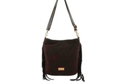 Zamszowa torebka boho z frędzlami - Brązowa ciemna. Brązowe torebki shopper damskie Barberinis, bez wzorów, z jeansu, biznesowe, na ramię, małe, zamszowe, bez dodatków. Za 217.99 zł.
