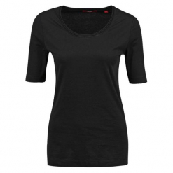 S.Oliver T-Shirt Damski 40 Czarny. Czarne t-shirty damskie S.Oliver, z bawełny. W wyprzedaży za 39.00 zł.