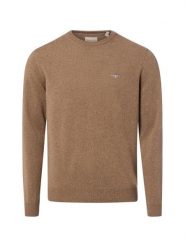 Gant sweter wełniany Mężczyźni Wełna brązowy, XL. Brązowe swetry przez głowę męskie GANT, m, bez wzorów, z wełny, bez kołnierzyka. Za 699.95 zł.