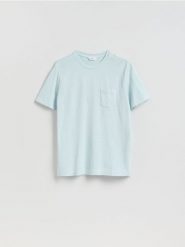 T-shirt regular z kieszonką - jasnoniebieski. Niebieskie t-shirty męskie Reserved, l, bez wzorów, z bawełny, bez kołnierzyka. Za 59.99 zł.