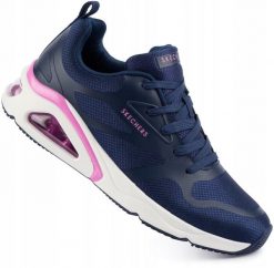 Damskie buty sportowe do biegania Skechers Tres Air Uno. Niebieskie obuwie sportowe damskie Skechers, z aplikacjami, z materiału, do biegania. Za 279.00 zł.