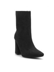 DeeZee Botki RAQUEL HCL230103 Czarny. Czarne botki damskie DeeZee, z materiału, bez obcasa, na słupku, bez zapięcia. Za 159.99 zł.