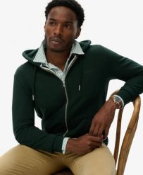 Superdry męska rozpinana bluza z kapturem szczotkowana – FOREST GREEN. Zielone bluzy męskie Superdry., l, bez wzorów, z bawełny, z kapturem. Za 313.45 zł.