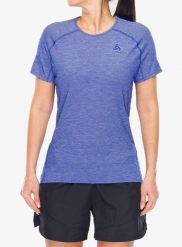 Koszulka do biegania damska Odlo X-Alp PW 115 T-Shirt Crew Neck S/S. Niebieskie koszulki sportowe damskie Odlo, l, bez wzorów, z materiału, bez kołnierzyka, bez ramiączek, do biegania. Za 324.49 zł.