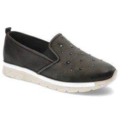 Czarne Sneakersy Carinii Damskie Stylowe Obuwie. Czarne obuwie sportowe damskie Carinii, z aplikacjami, z nubiku. Za 219.00 zł.