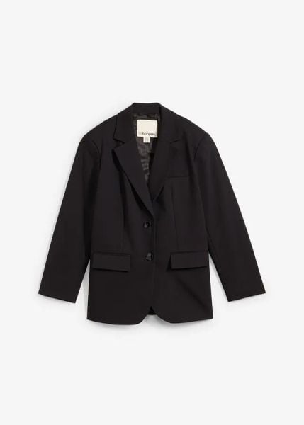 Żakiet oversize z lekkimi poduszkami w ramionach. Czarne żakiety damskie bonprix, bez wzorów. Za 229.99 zł.