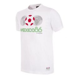 Koszulka dla dorosłych - Emblemat Mistrzostw Świata Meksyk 1986 - Biały. Białe koszulki sportowe męskie COPA FOOTBALL, s, bez wzorów, bez kołnierzyka, bez ramiączek, do piłki nożnej. Za 212.95 zł.