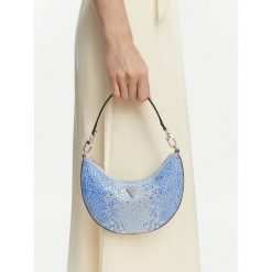 Torebka Guess. Niebieskie torebki do ręki damskie Guess, z aplikacjami, klasyczne, bez dodatków. Za 471.99 zł.