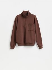 Bluza ze stójką - brązowy. Brązowe bluzy męskie Reserved, l, bez wzorów, z bawełny, bez kaptura. Za 129.99 zł.