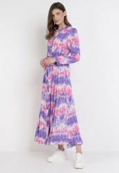 Fioletowa Sukienka Nephohsa. Fioletowe sukienki damskie Born2be, l, bez wzorów, z materiału, eleganckie, bez kołnierzyka, bez ramiączek, maxi, koszulowe. Za 109.99 zł.