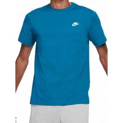 Koszulka Męska Nike Bawełniana Niebieska Sportowa Basic. Niebieskie koszulki sportowe męskie Nike, m, bez wzorów, z bawełny, bez kołnierzyka, bez ramiączek. Za 119.00 zł.